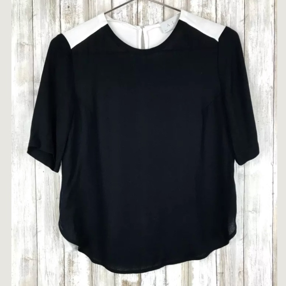 A.L.C. Colorblock Open Side Slit 3/4 Sleeve Blouse - image 1